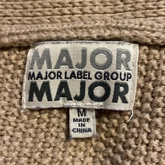 Major Label Group Brown‎ Color Block Button Up Sweater M Preppy Minimalist Y2K - Picture 4 of 5